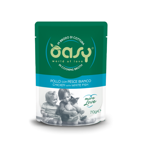 OASY CAT MORE LOVE POLLO/PESCE BIANCO BS GR.70