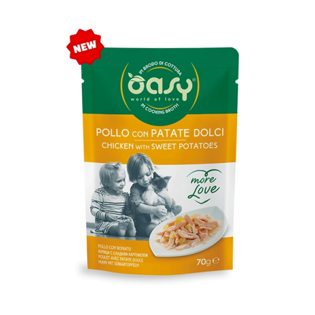 OASY CAT MORE LOVE POLLO C/PATATE DOLCI BS GR.70