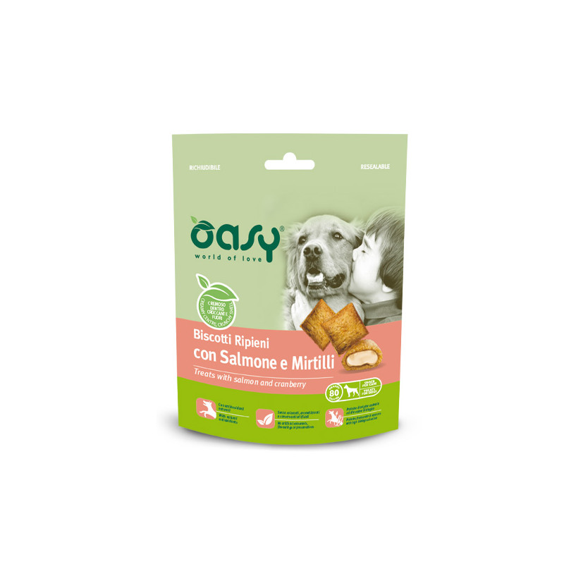OASY SNACK DOG BISCOTTI RIP.SALMONE/MIRTILLI GR.80